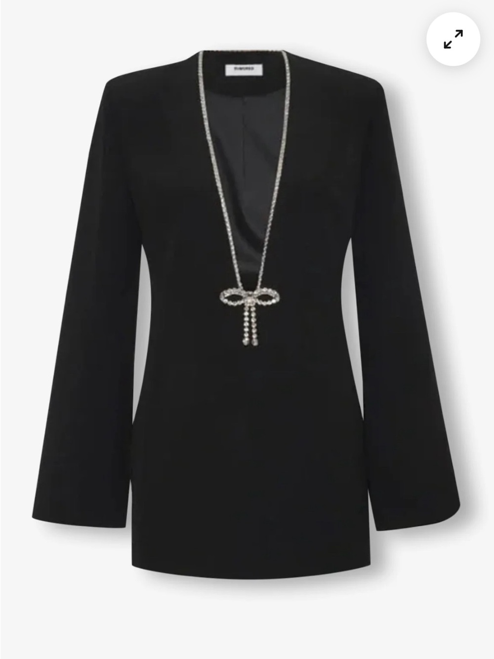 RUMORED black rhinestone bow mini dress.